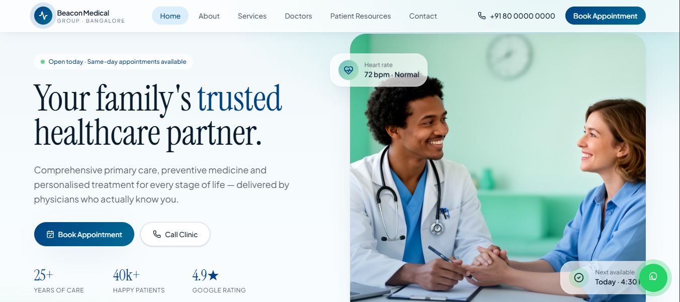 Beacon Medical website by Amruta Web Studio